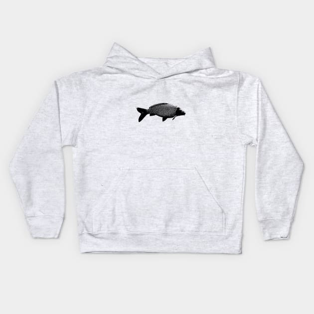 Carp black design Kids Hoodie by BassFishin